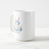 アジサイとイースターのウサギのかわいい水彩画 コーヒーマグカップ (正面左)