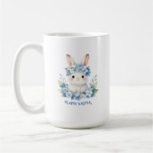 アジサイとイースターのウサギのかわいい水彩画 コーヒーマグカップ (左)