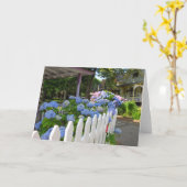 アジサイとピケットフェンス – マーサのブドウ畑 カード (黄色い花)