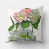 アジサイとメイソン・ジャー アウトドアクッション (正面)