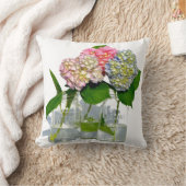 アジサイとメイソン・ジャー クッション (ブランケット)