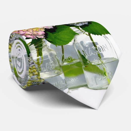 アジサイとメイソン・ジャー ネクタイ (ロール)