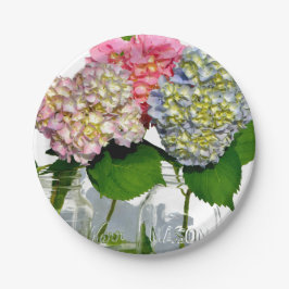 アジサイとメイソン・ジャー ペーパープレート