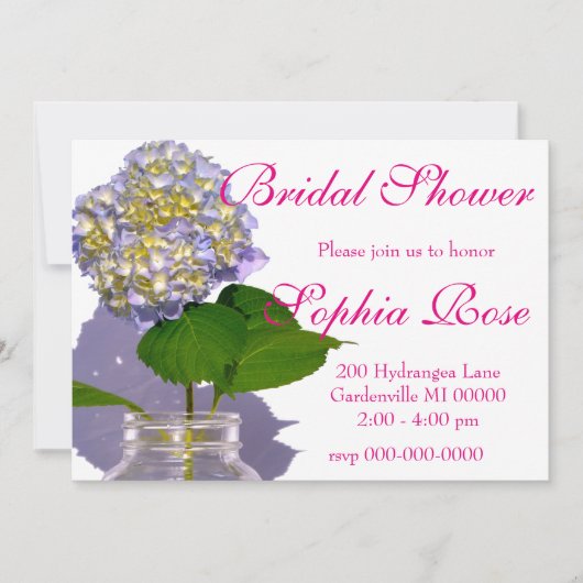 アジサイとメイソン・ジャー 招待状 (正面)