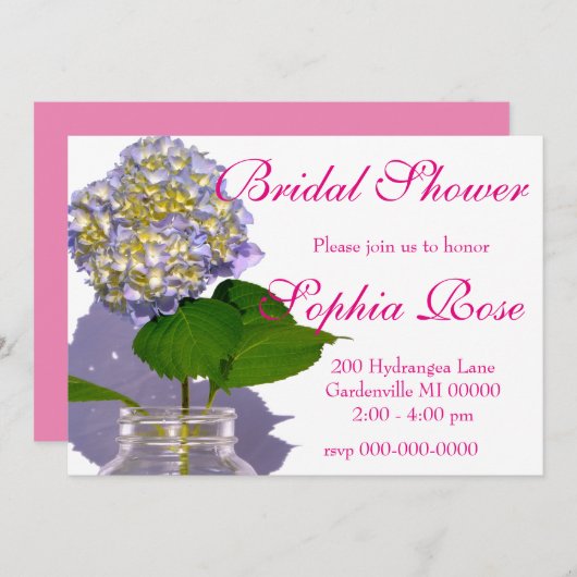 アジサイとメイソン・ジャー 招待状 (正面/裏面)