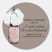 アジサイと素朴メイソン・ジャー ラウンドシール (正面)