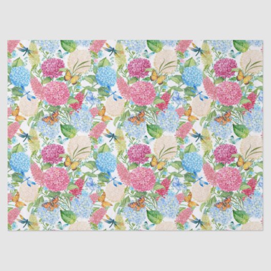 アジサイと蝶ドラゴンフライ結婚タイル 薄葉紙 (正面)