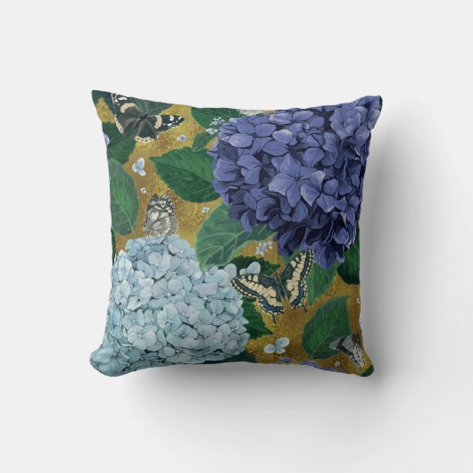 アジサイと蝶 – 自然インスパイア- クッション (正面)