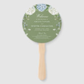 アジサイとsage greenの結婚式プログラム ハンドファン (正面)