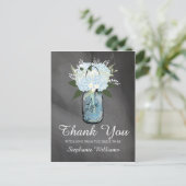 アジサイのある青いメーソンジャーの黒板|の花嫁 ポストカード (スタンド正面)