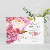 アジサイのばら色の花のブライダルシャワー招待状 招待状 (スタンド正面)
