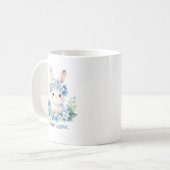 アジサイのイースターのウサギの水彩画 コーヒーマグカップ (正面左)