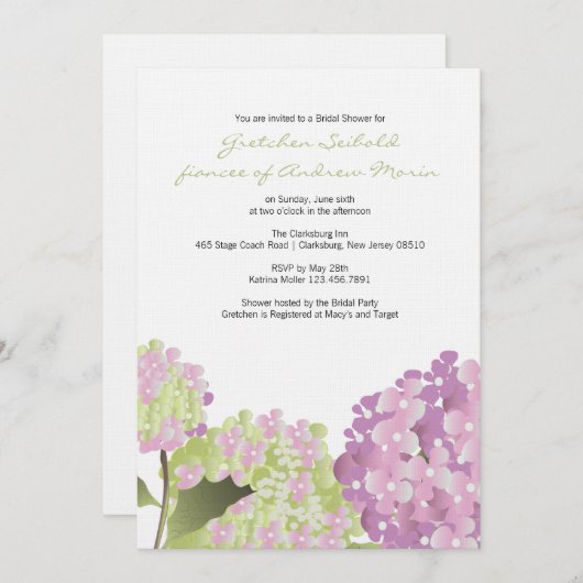 アジサイのウェディングシャワー 招待状 (正面/裏面)