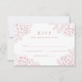 アジサイのエレガントなピンクの結婚式RSVP 招待状 (正面)