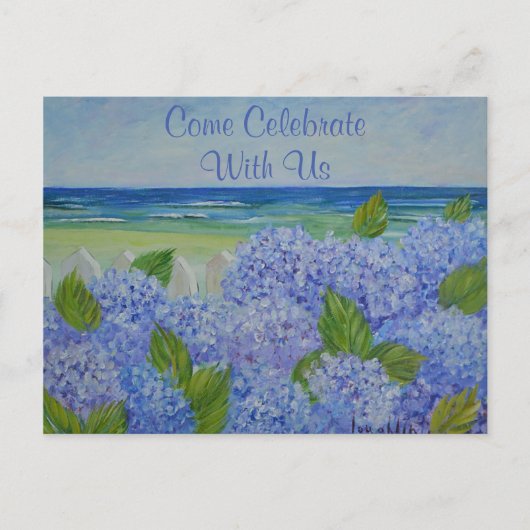 アジサイのバイザシー招待状 インビテーションポストカード (正面)