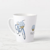 アジサイのバスケット付き自転車 フラワーラバー 陶器 カフェラテマグ (左アングル)