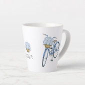 アジサイのバスケット付き自転車 フラワーラバー 陶器 カフェラテマグ (右アングル)