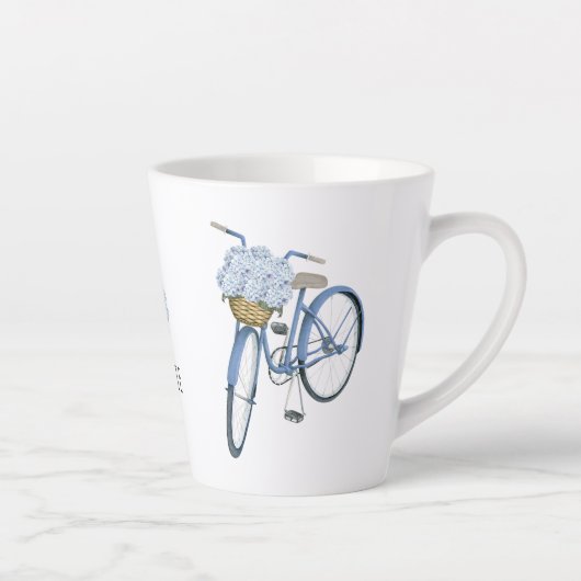 アジサイのバスケット付き自転車 フラワーラバー 陶器 カフェラテマグ (右)