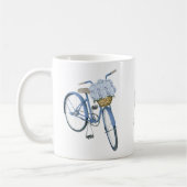 アジサイのバスケット付き自転車 花好き 陶器 コーヒーマグカップ (左)