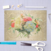 アジサイのバラの花の水彩画の珊瑚の黄色 薄葉紙 (クラフト)