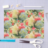 アジサイのバラの花の珊瑚の黄色い青 薄葉紙 (クラフト)