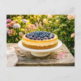 アジサイの庭にブルーベリーのチーズケーキ ポストカード