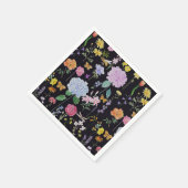 アジサイの庭の花コレクション黒 スタンダードカクテルナプキン (角)