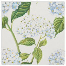 アジサイの植物画 ブルー ホワイト ファブリック