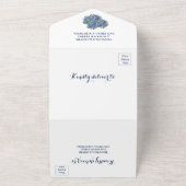 アジサイの水の色すべて1つの結婚式の招待 オールインワン招待状 (外側)