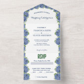 アジサイの水の色すべて1つの結婚式の招待 オールインワン招待状 (内側)