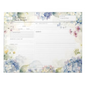アジサイの水彩フラワーブックレビュー ノートパッド (正面)
