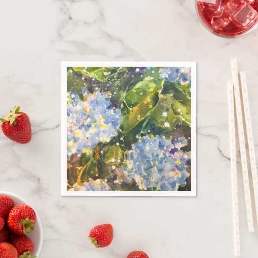 アジサイの水彩プリントナプキン スタンダードカクテルナプキン (インサイチュ)