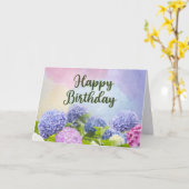 アジサイの水彩花 誕生日おめでとう カード (黄色い花)