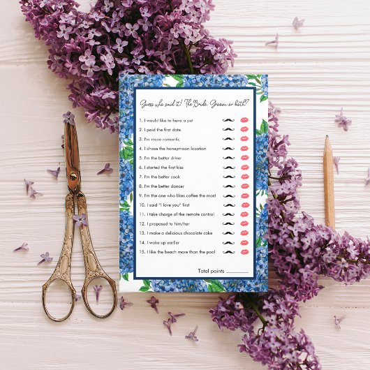 アジサイの水色の推測誰がブライダルシャワーゲーム