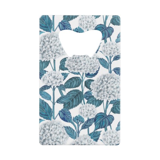 アジサイの水色 クレジットカード栓抜き (正面)