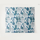 アジサイの水色 タペストリー (正面(横))