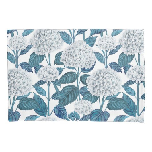 アジサイの水色 枕カバー (正面)