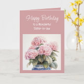 アジサイの素敵な義理の姉妹へ 誕生日おめでとう カード (黄色い花)