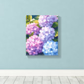 アジサイの紫の茂み | 花の水彩画 キャンバスプリント (インサイチュ (ウッドフロア))