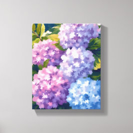アジサイの紫の茂み | 花の水彩画 キャンバスプリント
