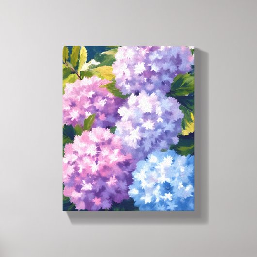 アジサイの紫の茂み | 花の水彩画 キャンバスプリント (正面)