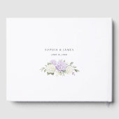 アジサイの紫色の緑の草花の結婚式 ゲストブック (裏面)