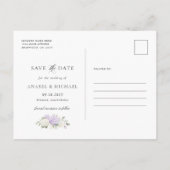 アジサイの紫色のSave the Date 招待ポストカード 案内ポストカード (裏面)