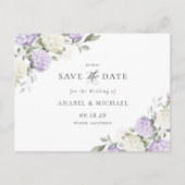 アジサイの紫色のSave the Date 招待ポストカード 案内ポストカード (正面)