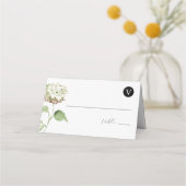 アジサイの結婚式エスコートカード モノグラム入り プレイスカード (正面)