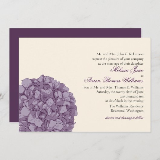 アジサイの結婚式招待状 招待状 (正面/裏面)