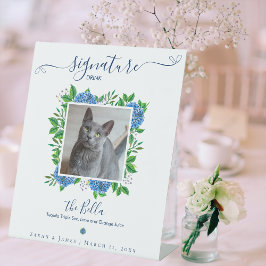 アジサイの結婚式 1 枚の写真 ペットのシグネチャードリンク 台座サイン