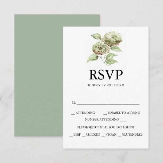 アジサイの結婚式RSVPカード 出欠カード (正面/裏面)