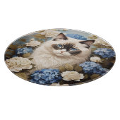 アジサイの花が咲くラグドール猫 カッティングボード (角)
