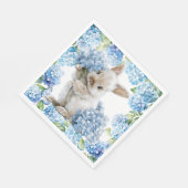 アジサイの花とウサギ スタンダードランチョンナプキン (角)